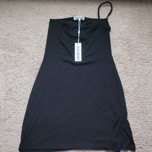 Joah Brown Black One Shoulder Sheath Dress